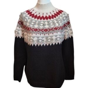 J Jill Fair Isle Sweater, Nordic Pullover, Crew neck,Sz 2X, Rib Knit, Chunky